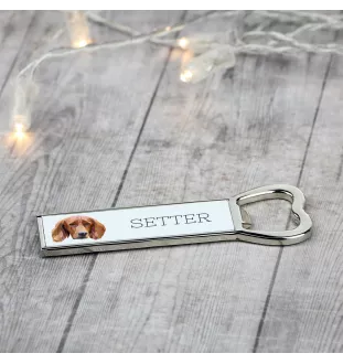 English setter, Lawerack, Laverack - bottle opener with a picture and inscription for beer by Art-Dog