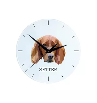 Setter anglais, Setter laverack - horloge murale géométrique avec photo et logo de la marque Art-Dog