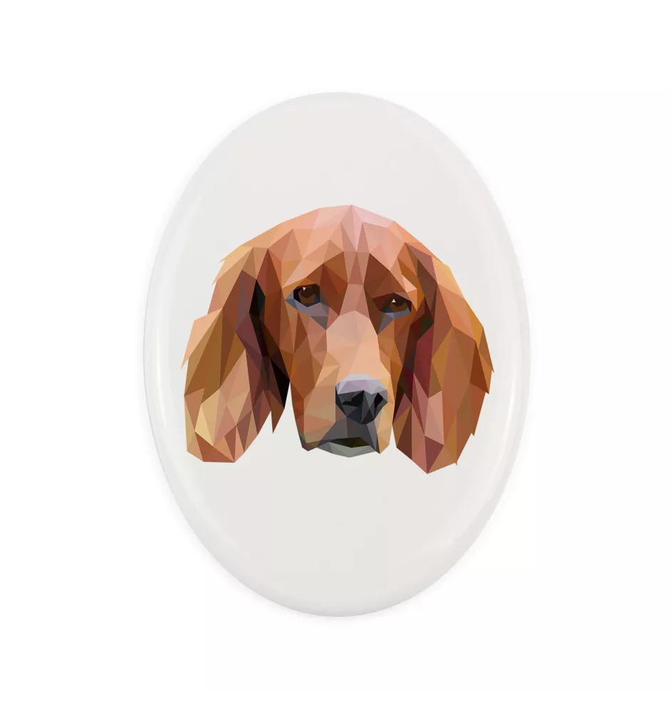 English setter, Lawerack, Laverack - a plate with a geometric design and the brand name Art-Dog