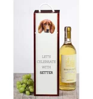 English Setter, Englischer Setter - geometrische Box mit einem Bild und Schriftzug für Wein der Marke Art-Dog