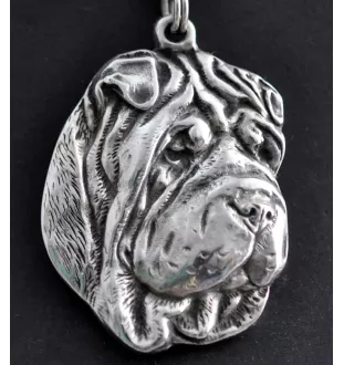 Shar Pei - un collier avec un chien, un pendentif de chien sur une chaîne en argent, un bijou unique de la marque Art-Dog