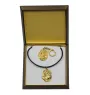 Shar Pei - porte-clés et collier avec chien dans une boîte, produit plaqué or de haute qualité, marque Art-Dog