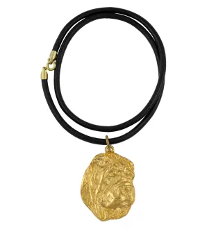 Shar Pei - keychain and necklace with a dog in a box, high-quality gold-plated product, Art-Dog brand