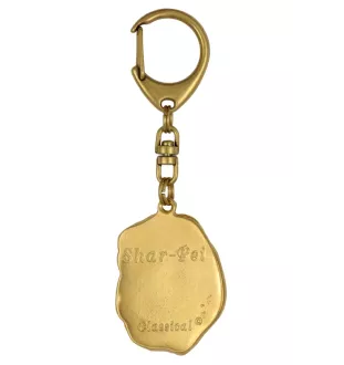 Shar Pei - keychain and necklace with a dog in a box, high-quality gold-plated product, Art-Dog brand