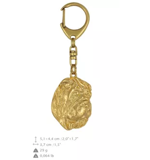 Shar Pei - porte-clés et collier avec chien dans une boîte, produit plaqué or de haute qualité, marque Art-Dog