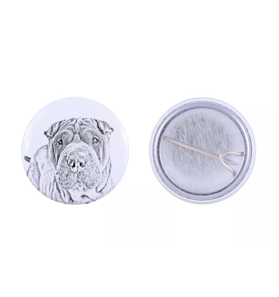 Shar Pei - Anstecknadel mit Ihrem Hund, fügen Sie Ihr eigenes Foto hinzu, Marke Art-Dog