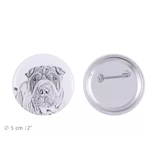 Shar Pei - Anstecknadel mit Ihrem Hund, fügen Sie Ihr eigenes Foto hinzu, Marke Art-Dog