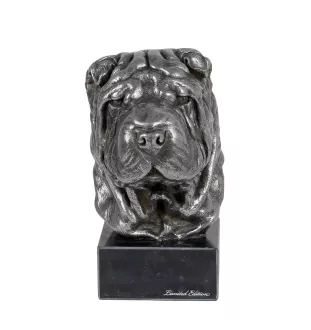 Shar Pei - figurine on marble, covered with silver metal, handmade, brand Art-Dog