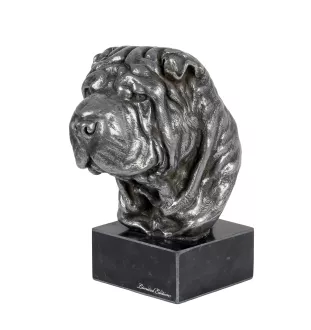 Shar Pei - figurine on marble, covered with silver metal, handmade, brand Art-Dog