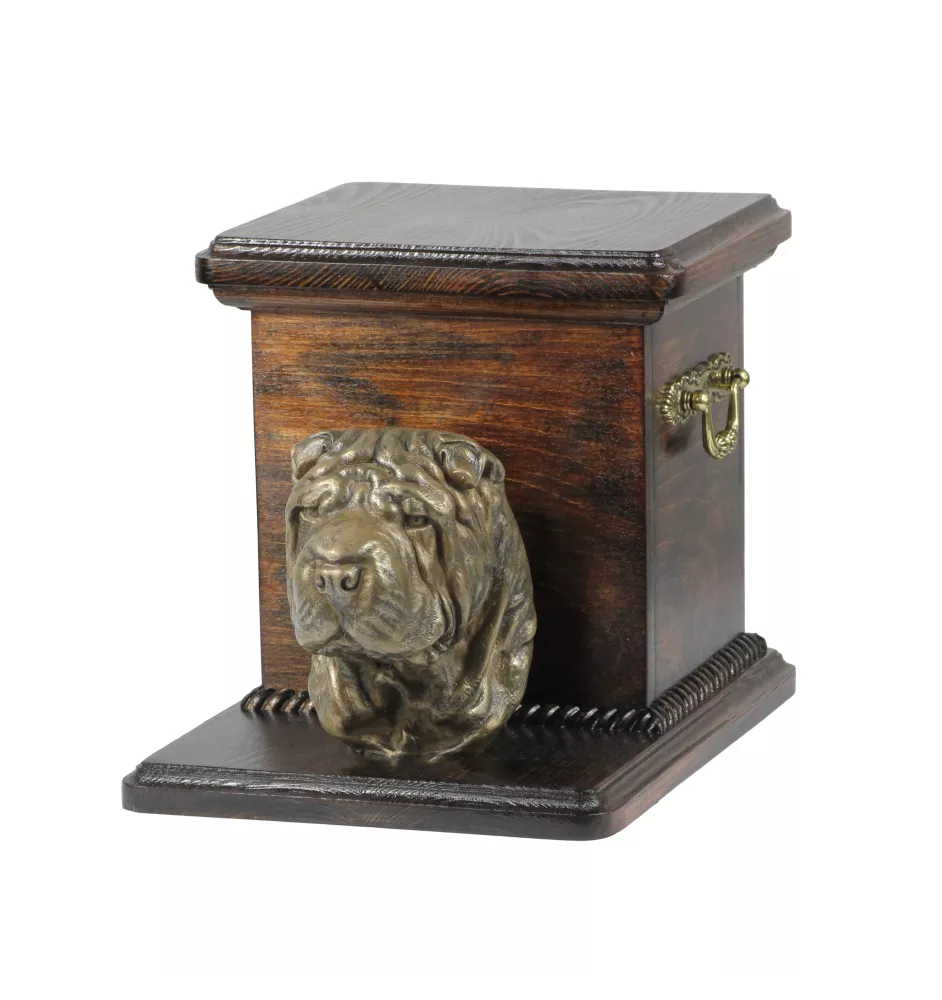 Shar Pei - urn for dog ashes with a statuette, elegant urn for a dog, unique urn with a bust of a dog by Art-Dog brand