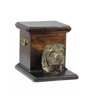 Shar Pei - urn for dog ashes with a statuette, elegant urn for a dog, unique urn with a bust of a dog by Art-Dog brand