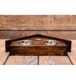 Shar Pei - wooden stand with bowls for a dog, decorative dog bowls, a gift for adopting a dog from the Art-Dog brand