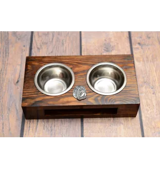 Shar Pei - Holzständer mit Näpfen für Hunde, Edelstahlnäpfe, Geschenk zur Adoption eines Hundes von der Marke Art-Dog