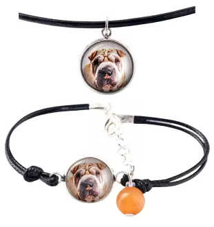 Shar Pei - a set of jewelry with your photo, handmade set, bracelet and necklace by Art.-Dog brand