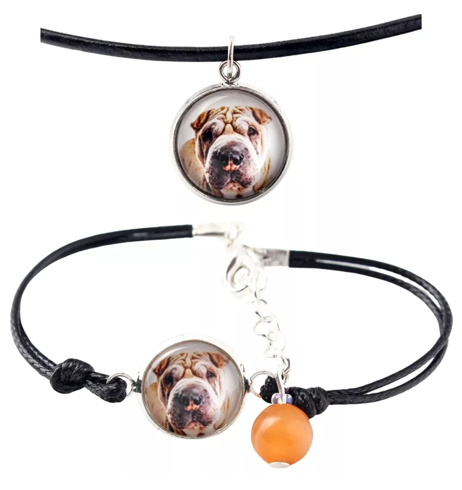 Shar Pei - ensemble de bijoux avec votre photo, ensemble fait à la main, bracelet et collier de la marque Art.-Dog