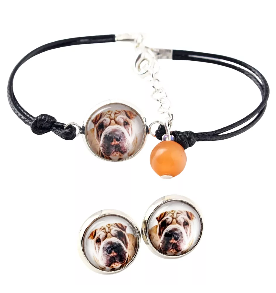 Shar Pei - ensemble de bijoux avec votre photo, accessoire féminin, article fait main, produit fabriqué à la main avec passion pour la création de la marque Art-Dog