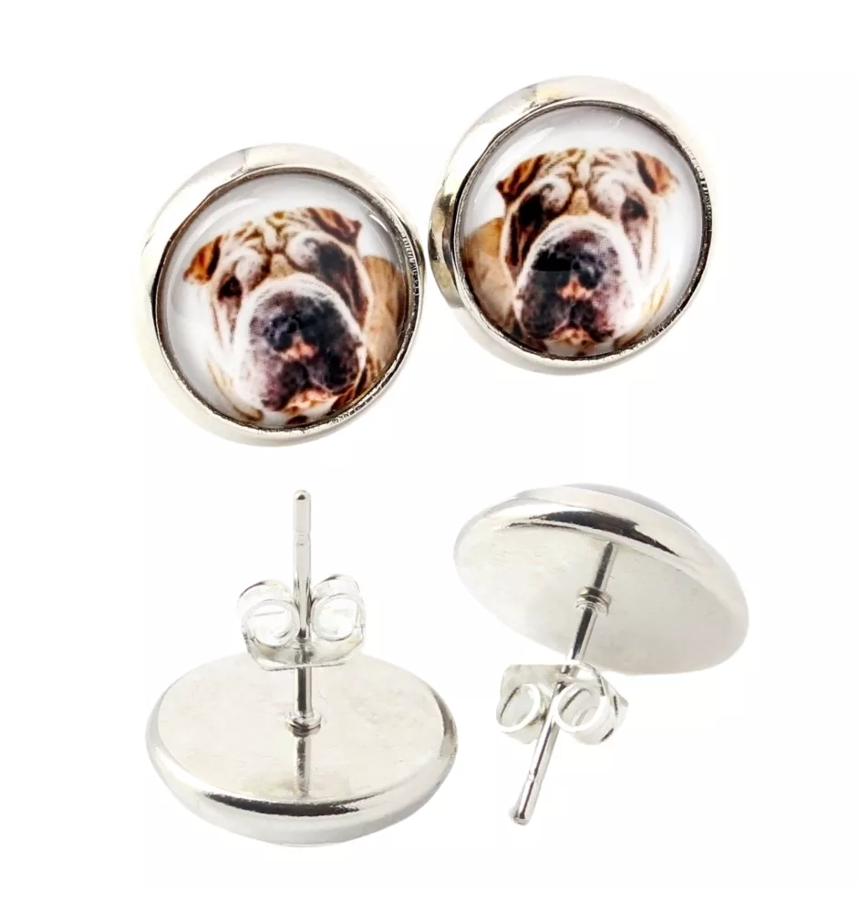 Shar Pei - Ohrringe in einer Schachtel, Ihr Foto, handgefertigter Schmuck, Eigenmarke von Art-Dog.