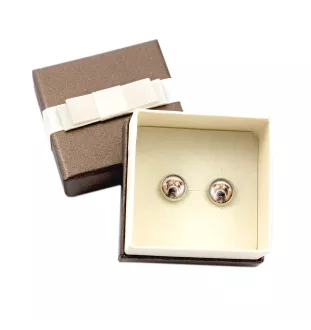 Shar Pei - boucles d'oreilles dans une boîte, votre photo, bijoux faits à la main, produit de la marque Art-Dog.