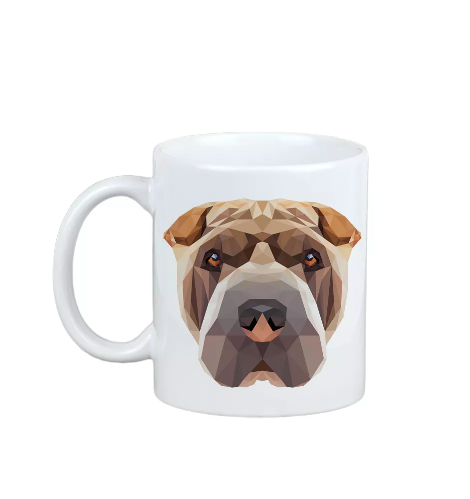 Shar Pei - Becher mit einem Bild und dem Schriftzug geometrischer Hund Art-Dog