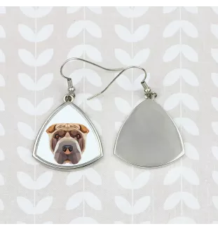 Shar Pei - earrings with a picture and the inscription geometric dog Art-Dog