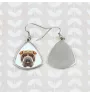 Shar Pei - boucles d'oreilles avec une photo et un motif de chien géométrique Art-Dog