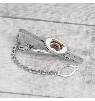 Shar Pei - geometric tie clip with a picture and inscription from Art-Dog