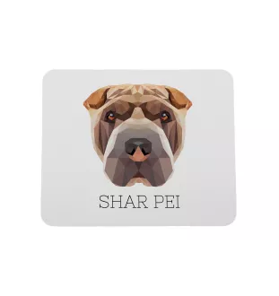 Shar Pei - geometrisches Mauspad mit Bild und Aufschrift von Art-Dog