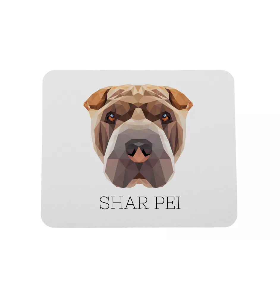 Shar Pei - tapis de souris géométrique avec photo et inscription Art-Dog