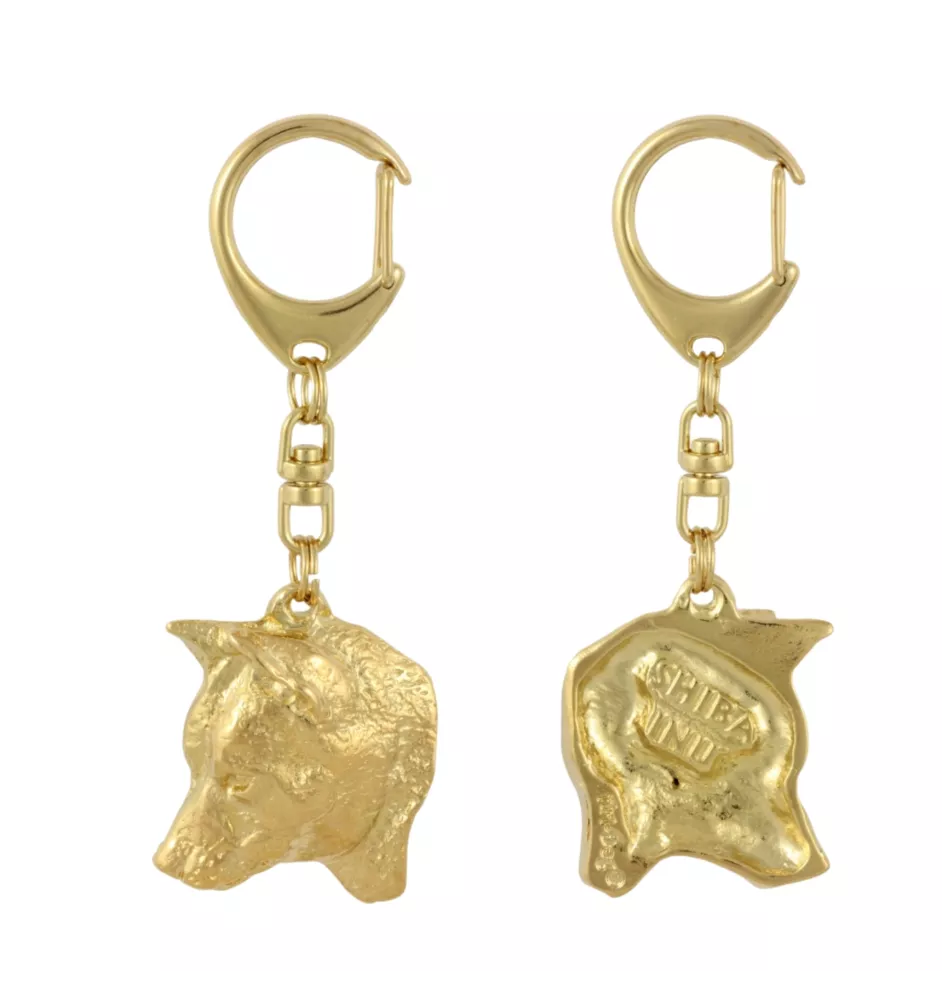 Shiba Inu, Japanese Small Size Dog, Japanese Brushwood Dog - Gilded key ring with dog, handbag decoration, luxury accessory by Art-Dog brand