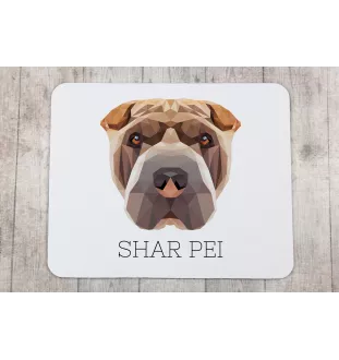 Shar Pei - geometrisches Mauspad mit Bild und Aufschrift von Art-Dog
