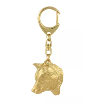 Shiba Inu, Japanese Small Size Dog, Japanese Brushwood Dog - Gilded key ring with dog in gift box, handbag decoration, luxury accessory by Art-Dog brand