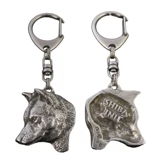 Shiba Inu, Japanese Small Size Dog, Japanese Brushwood Dog - Silver-plated key ring with a dog in a gift box, handbag decoration, backpack pendant by Art-Dog brand