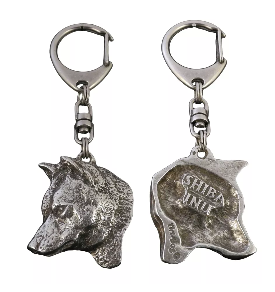 Shiba Inu - Porte-clés argenté avec un chien dans une boîte cadeau, décoration de sac à main, pendentif de sac à dos par la marque Art-Dog