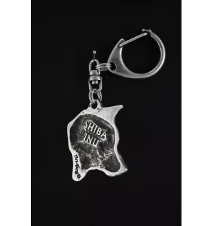 Shiba Inu - Porte-clés argenté avec un chien dans une boîte cadeau, décoration de sac à main, pendentif de sac à dos par la marque Art-Dog