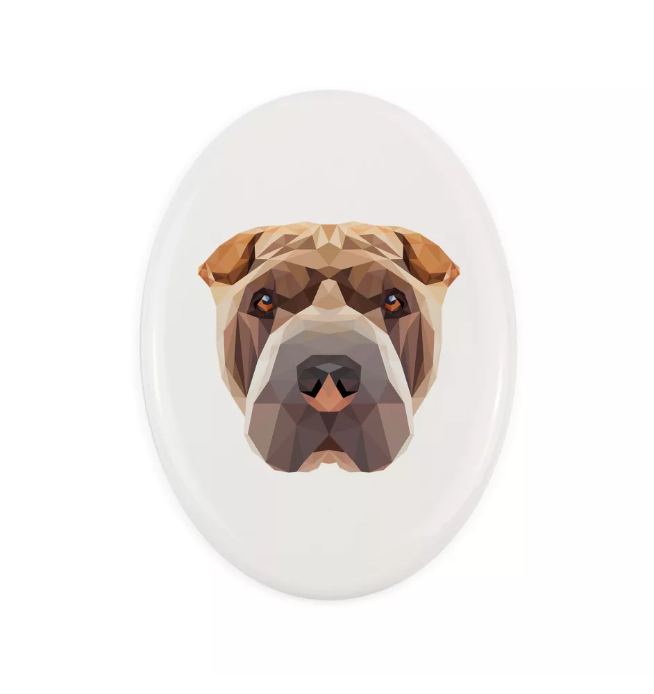 Shar Pei - a plate with a geometric design and the brand name Art-Dog
