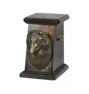 Sheltie - urn for dog ashes, elegant urn with a statue, commemorative urn with a bust of a dog by Art-Dog brand