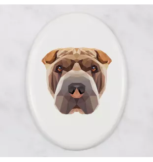 Shar Pei - une plaque avec une photo et un motif géométrique de la marque Art-Dog