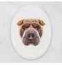 Shar Pei - une plaque avec une photo et un motif géométrique de la marque Art-Dog
