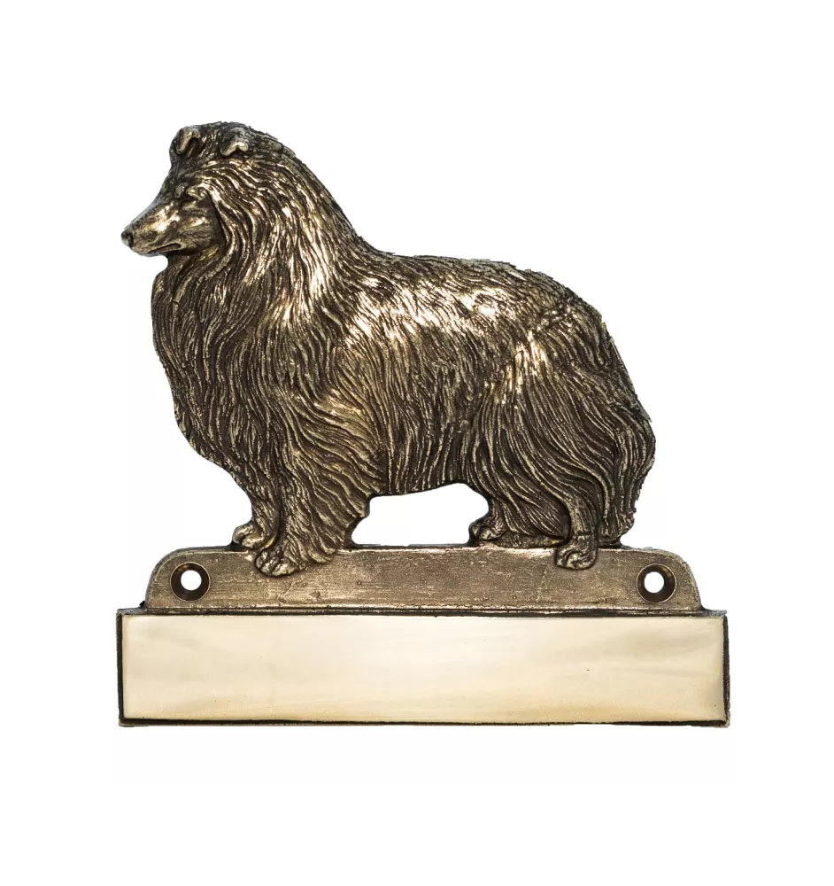 Sheltie - Haustürschild mit Hund, Messingschild mit Namen, personalisiertes Türschild mit Markennamen Art-Dog