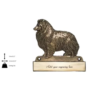 Sheltie - address plaque with a dog, brass nameplate, personalized door sign with the brand name Art-Dog