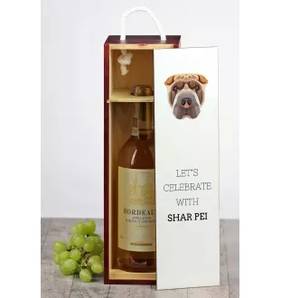 Shar Pei - geometrische Box mit einem Bild und Schriftzug für Wein der Marke Art-Dog