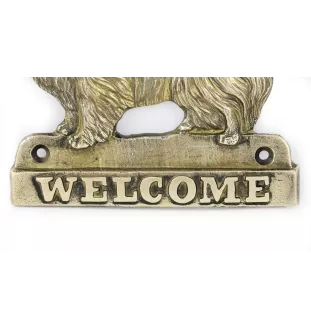 Sheltie - Türschild mit Hund, messingfarbenes Willkommensschild, einzigartiges Schild mit der Aufschrift Welcome von der Marke Art-Dog