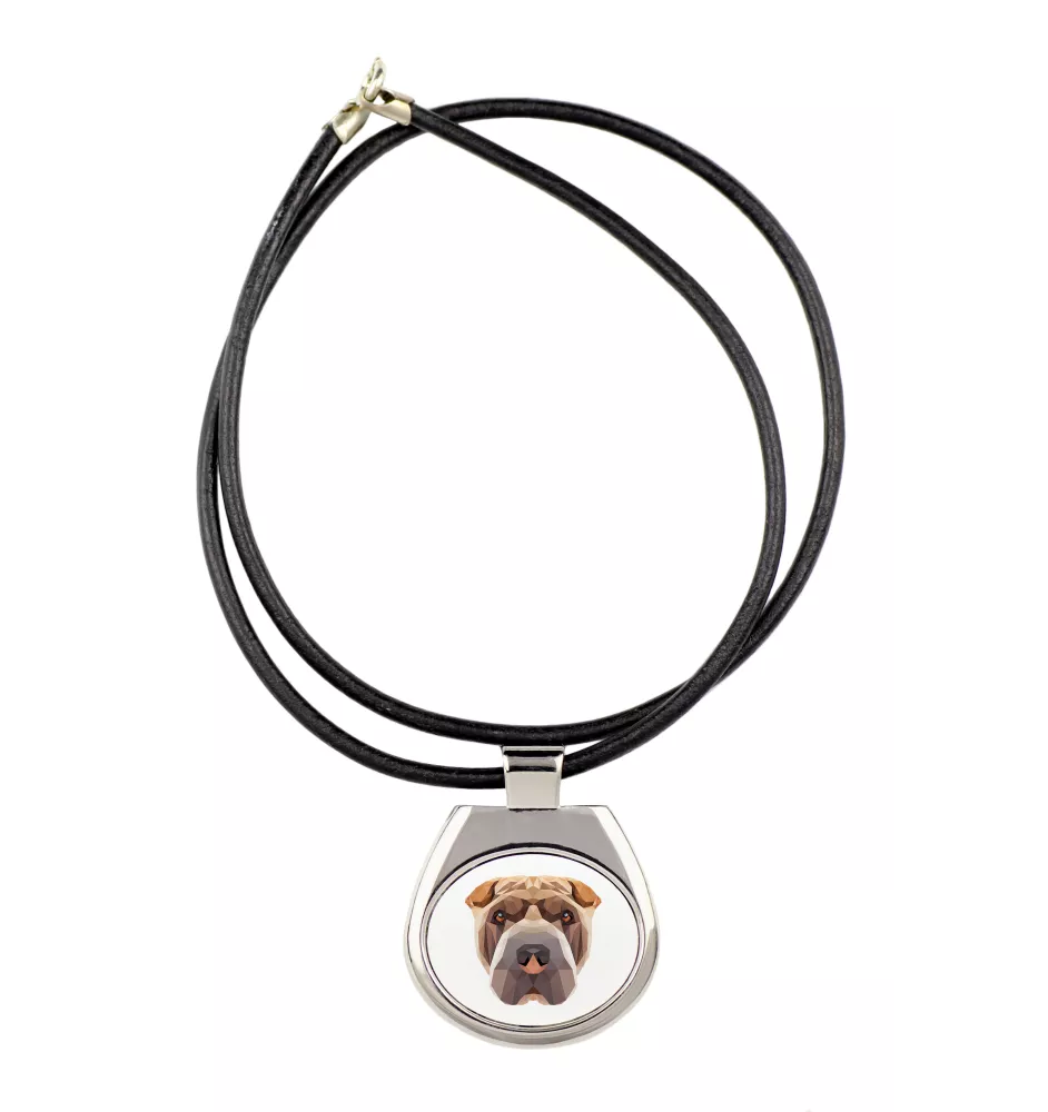 Shar Pei - necklace with a geometric design and the inscription "Art-Dog"