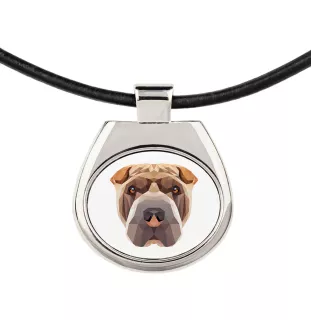 Shar Pei - collier avec une photo et un motif géométrique de la marque Art-Dog