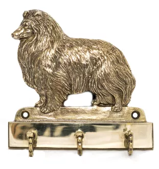 Sheltie - porte-clés avec chien, support en laiton pour accessoires pour chiens, élégante décoration pour le couloir de la marque Art-Dog