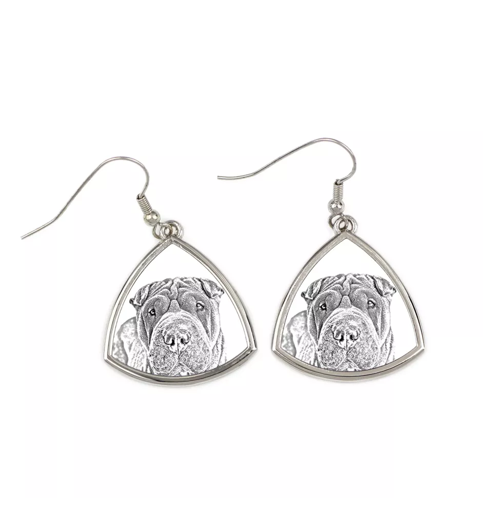 Shar Pei - boucles d'oreilles avec chien, boucles d'oreilles pendantes avec photo, bijoux personnalisés avec impression de la marque Art-Dog