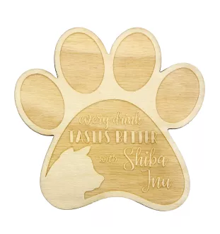 Shiba Inu, Japanese Small Size Dog, Japanese Brushwood Dog - Mug coaster, engraved coaster with dog, gift for dog lover by Art-Dog brand