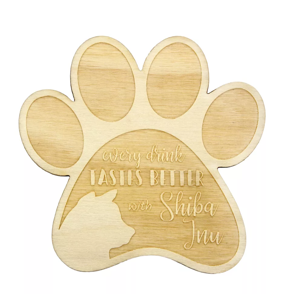 Shiba Inu, Japanese Small Size Dog, Japanese Brushwood Dog - Mug coaster, engraved coaster with dog, gift for dog lover by Art-Dog brand