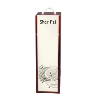 Shar Pei - wine box with a dog, alcohol box with graphics, personalized gift box from the Art-Dog brand