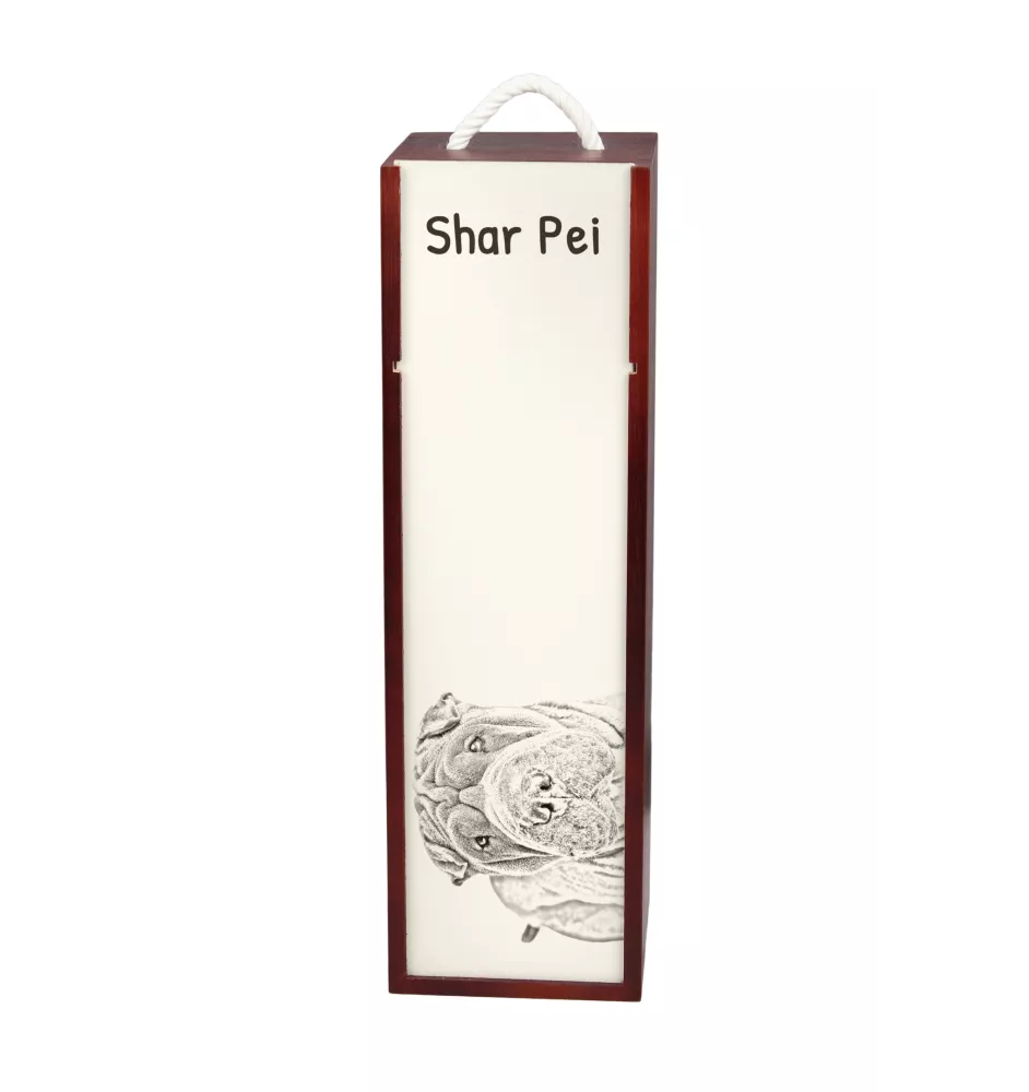 Shar Pei - wine box with a dog, alcohol box with graphics, personalized gift box from the Art-Dog brand